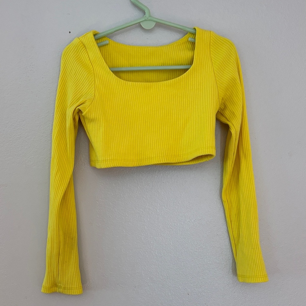 Tiger Friday Yellow honest Long Sleeve Crop Top.